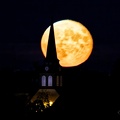 Lever de Pleine Lune sur clocher de Chevaigné - 30/09/2023