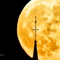 Lever de Pleine Lune sur clocher de Chevaigné - 30/09/2023